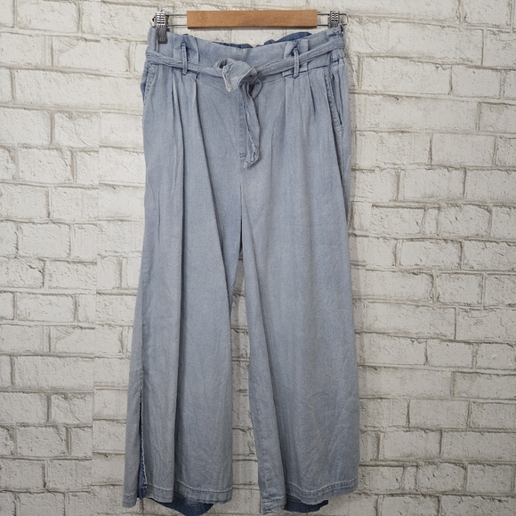 Rewash Light Blue Wide Leg Tie Waist Pants - Picture 4 of 16